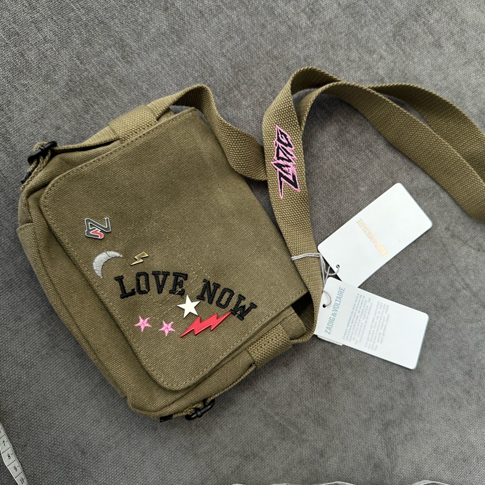 Zadig & Voltaire Girls Olive Green Canvas Crossbody bag